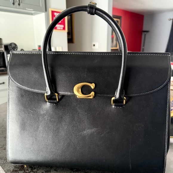 Coach Handbags - Coach Black Satchel with Gold Accents